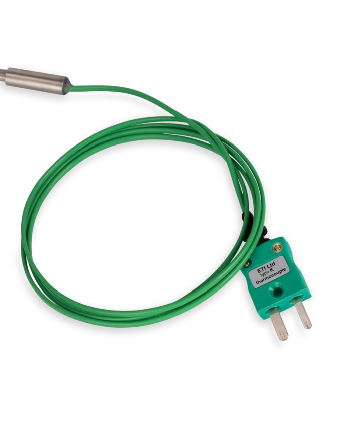 ETI Givare, termoelement typ K, insticksgivare, supersnabb med tunn nål, från Ø1,4 till Ø1mm spets och nållängd 50mm. 1 m kabel