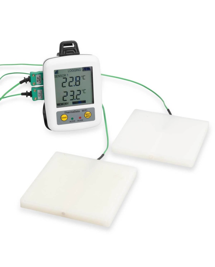 ETI Givare, termoelement typ K, simulerar temperatur i livsmedel i kylar och frysar med sin stora mätkropp, 9 x 100 x 100mm. 5 meter kabel