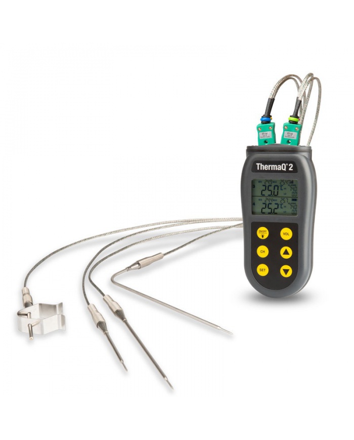 ETI ThermaQ® 2 termometer med 4 st ingångar Typ K. Alarmfunktioner. IP 67.