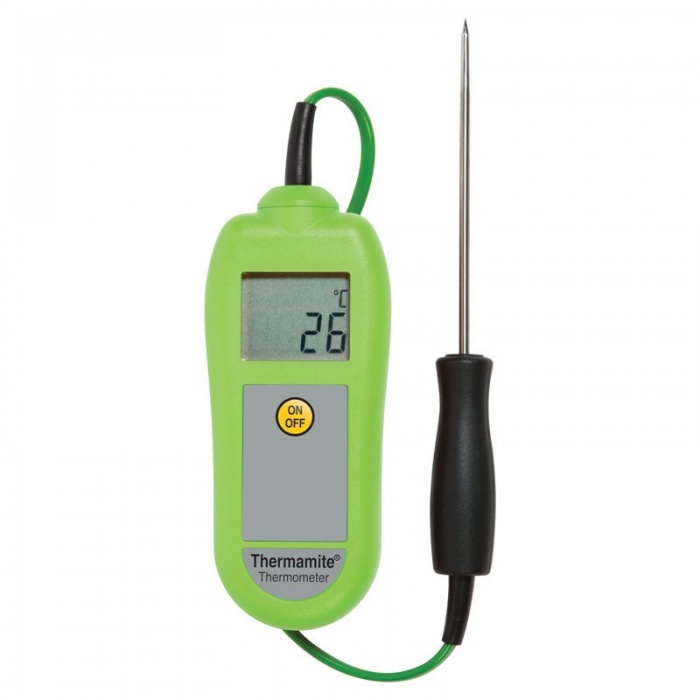 ETI Thermamite® HACCP-termometer – grön. Inklusive nålgivare med kabel. -50 to 300°C. Kalibreringscertifikat.