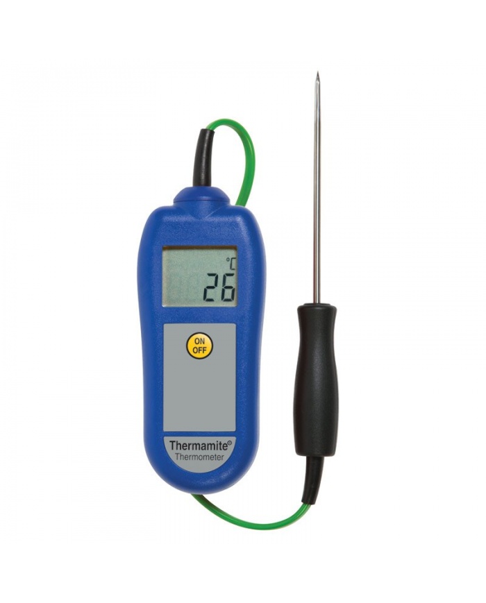 ETI Thermamite® HACCP-termometer – blå. Inklusive nålgivare med kabel. -50 to 300°C. Kalibreringscertifikat.