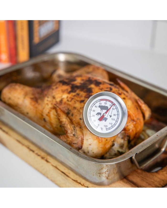 ETI Traditionell analog kött- & stektermometer. Ø45mm rund visartavla. Upp till 120°C