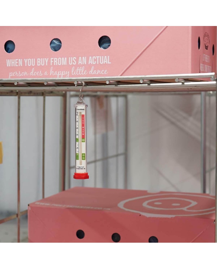 ETI Spritfylld analog kyl/frys-termometer, visar HACCP godkända livsmedeltemperaturer, vertikal avläsning