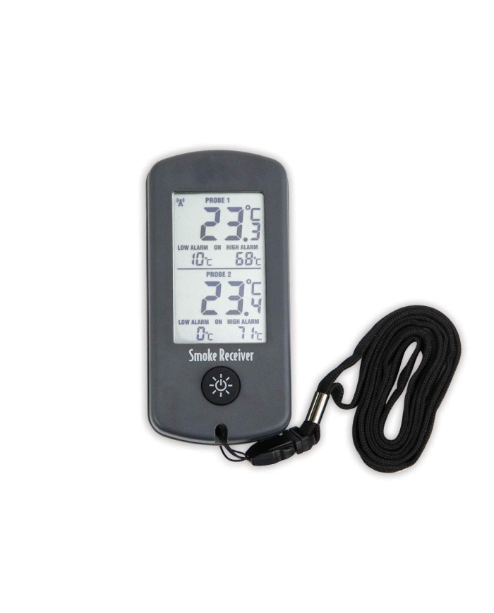 ETI Termometer för rökar & BBQs. 2 st givare. Visar aktuellt värde och max/min. Med alarminställningar