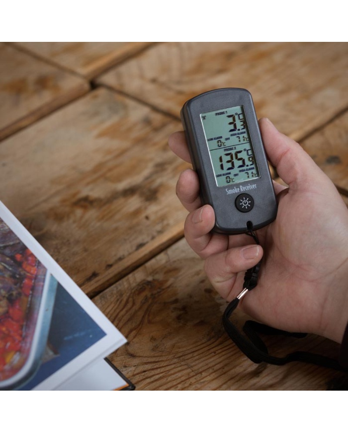 ETI Termometer för rökar & BBQs. 2 st givare. Visar aktuellt värde och max/min. Med alarminställningar