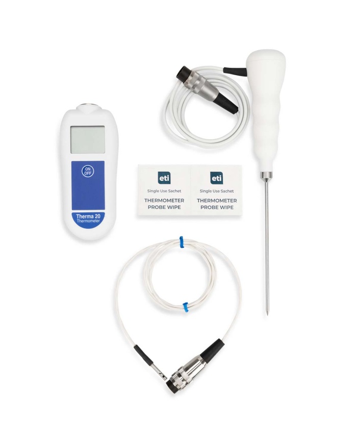 ETI Catering kit i väska för professionellt bruk med Therma 20® termometer, 2 st termistorgivare, rengöringsservetter och loggbok