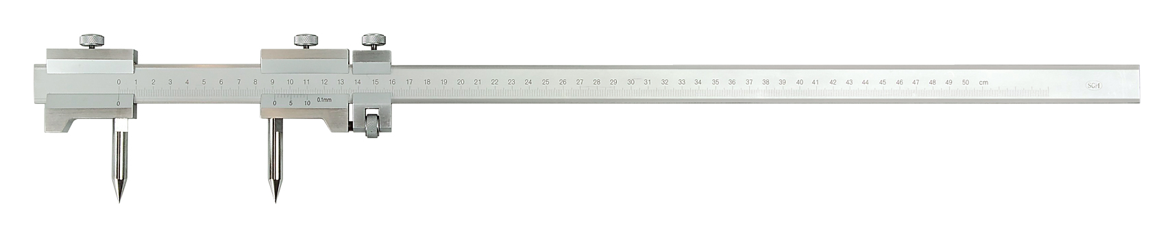 Balkpassare med platt bom, gradering, nonius 0,1 mm, finjustering, härdat stålkonstruktion, längd 1000 mm