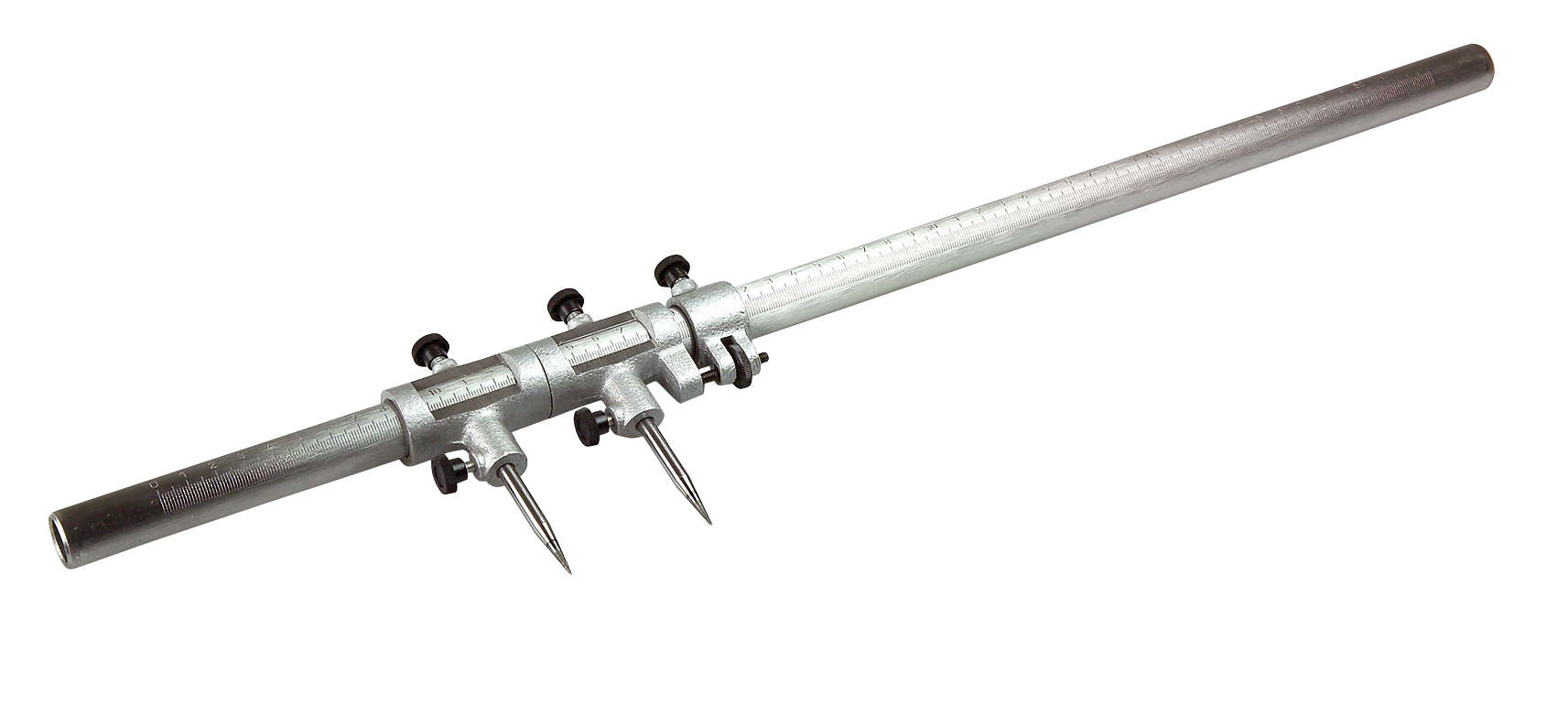 Balkpassare med rund stav, gradering, fräst kilspår, nonius 0,1 mm, finjustering, längd 500 mm