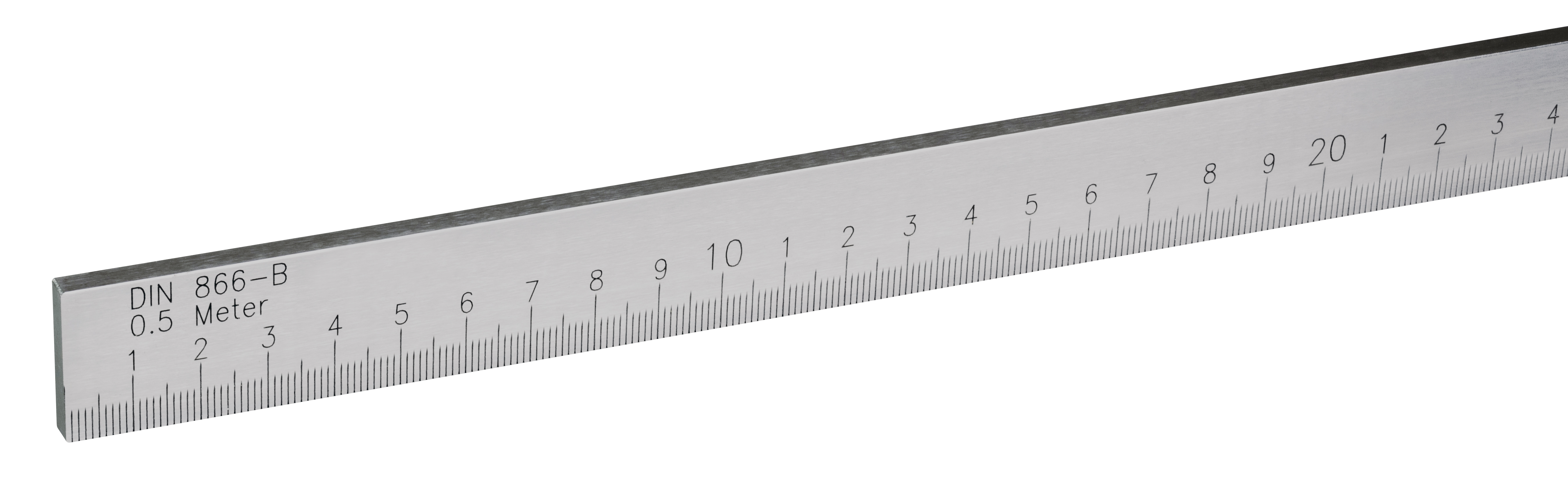 Precisionslinjal DIN 866 form B, rostfritt stål, 2000×40×8 mm, gradering 1 mm, nollpunkt sammanfaller med vänster ände