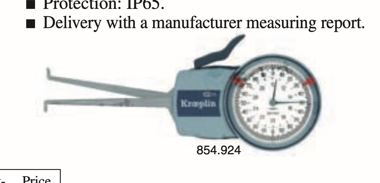 Kroeplin invändigt mätinstrument Intertest typ H4100, 100-150 mm, gradering 0,05 mm, noggrannhet ±0,05 mm, repeterbarhet 0,025 mm, stöt- och chockresistent, dammtätt och droppskyddat, justerbara toleransmarkeringar, IP65, leverans med mätprotokoll