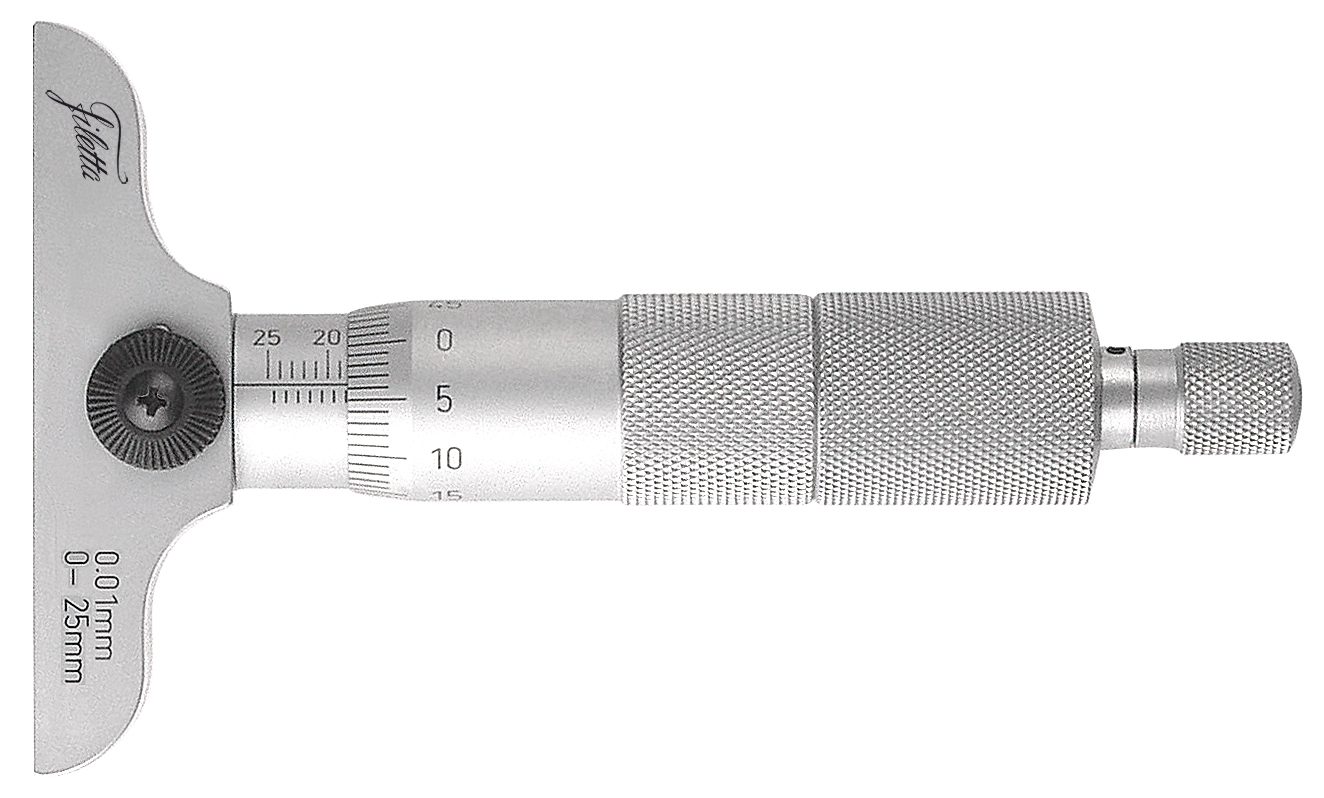 Analog djupmikrometer med plana mätstavar, bas 63 mm, 0-50 mm, noggrannhet ±0,005 mm, gradering 0,01 mm, mätstavar Ø4,5 mm, låsskruv, 2 stavar
